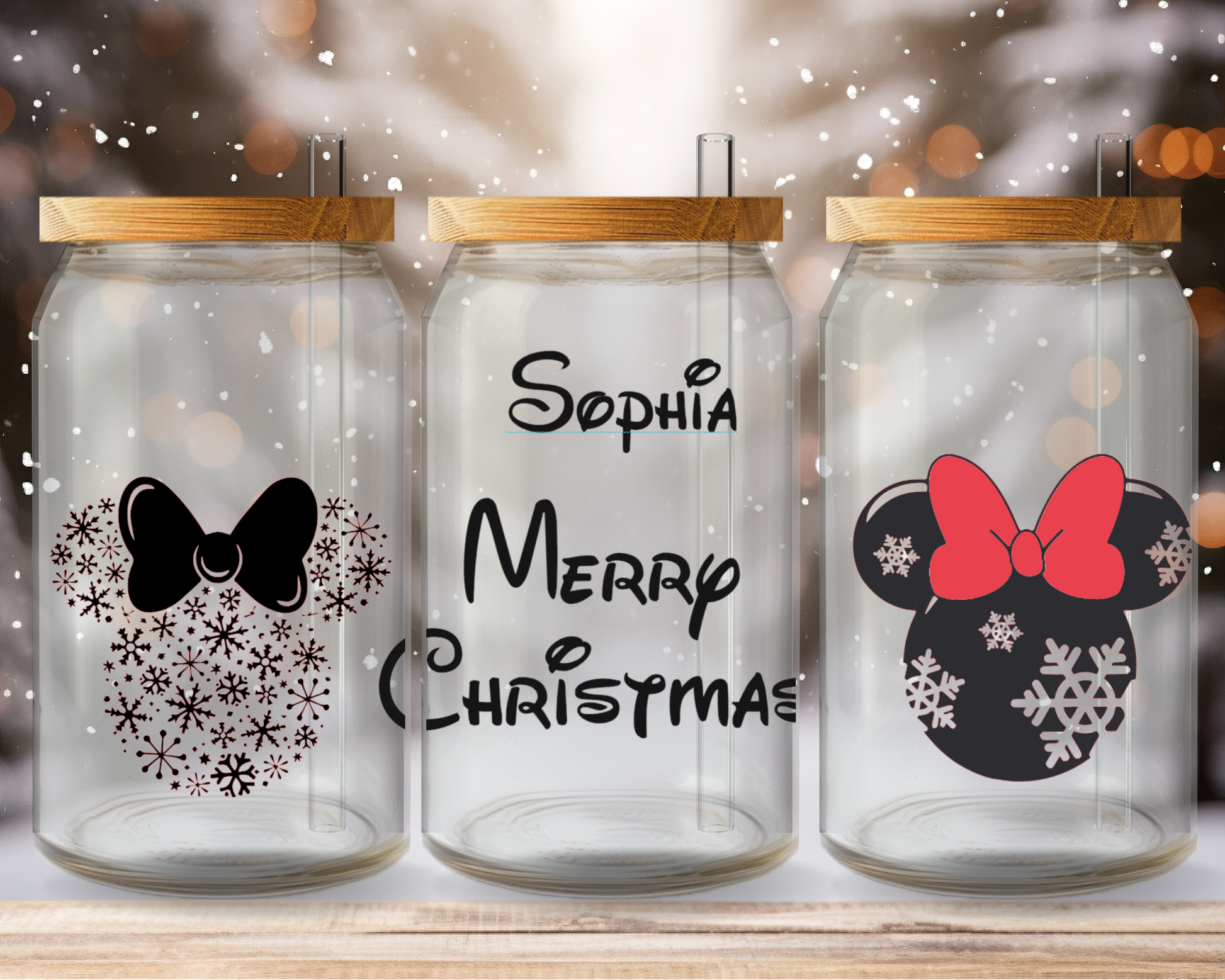 Merry Christmas Disney Glas, Geschenkideen, regali, regalo natale, regalo personalizzato, natale, christmas, weihnachten, trinkglas, disney, disney design, personalisierte Geschenke