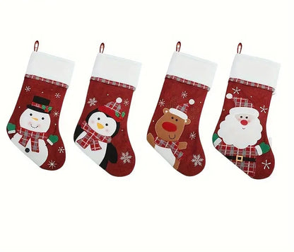 Calza di Natale, Weihnachtsstrumpf, renna, babbo natale, pinguino, pupazzo di neve, Rentier, Weihnachtsmann, Pinguin, Schneemann, weihnachtsgeschenkt, christmasgift, Weihnachtsdeko