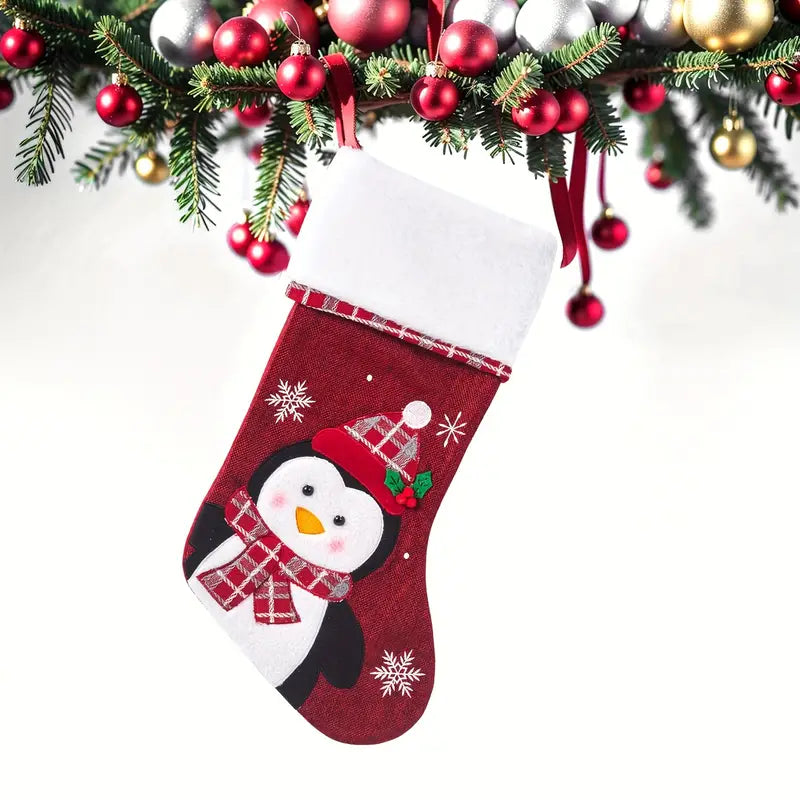 Calza di Natale, Weihnachtsstrumpf, renna, babbo natale, pinguino, pupazzo di neve, Rentier, Weihnachtsmann, Pinguin, Schneemann, weihnachtsgeschenkt, christmasgift, Weihnachtsdeko